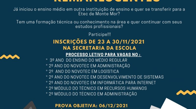 VESTIBULINHO ETEC 2022 → Inscrições, Calendário de Provas e Cursos